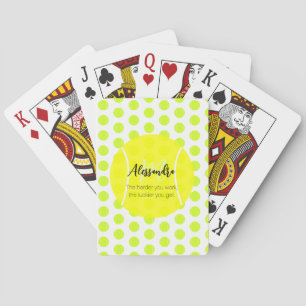 Tennis ball custom name & text playing cards