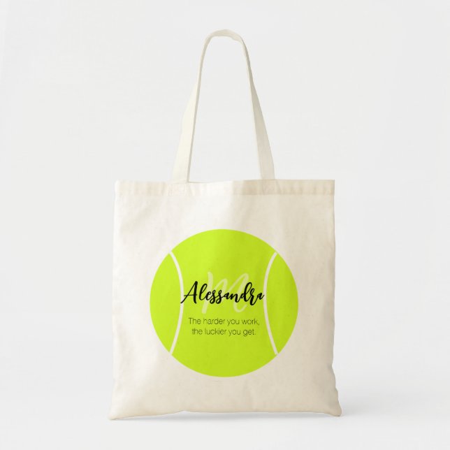 Tennis ball custom name & text tote bag (Front)