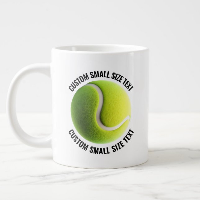 Tennis Ball Custom Personalised Small Size Text Large Coffee Mug (Left)