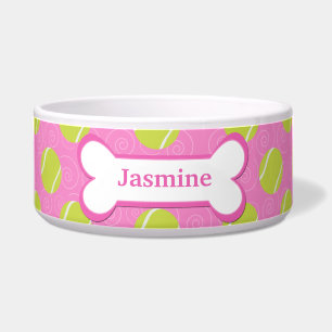 Tennis Ball Customised Pet Dog Food Bowl - Pink