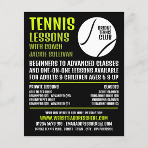 Tennis Ball Design, Tennis Lessons/Classes Advert Flyer