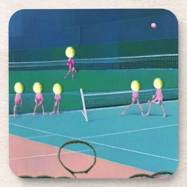 Tennis Ball Head Pink Players Coaster (Front)