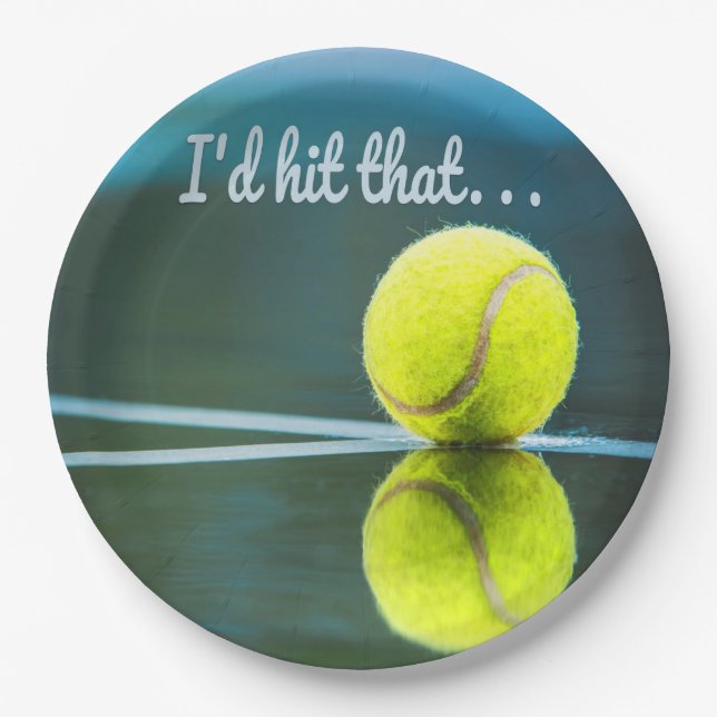 Tennis ball I'd Hit That Funny Gift Paper Plate (Front)