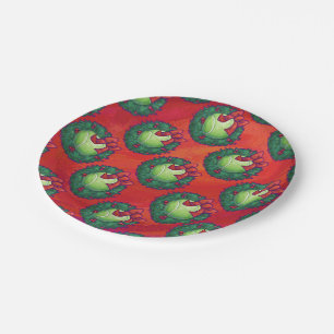Tennis Ball in Wreath on Red Paper Plate