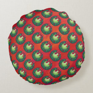 Tennis Ball in Wreath on Red Round Cushion