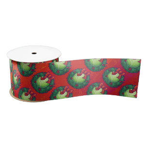 Tennis Ball in Wreath on Red Satin Ribbon