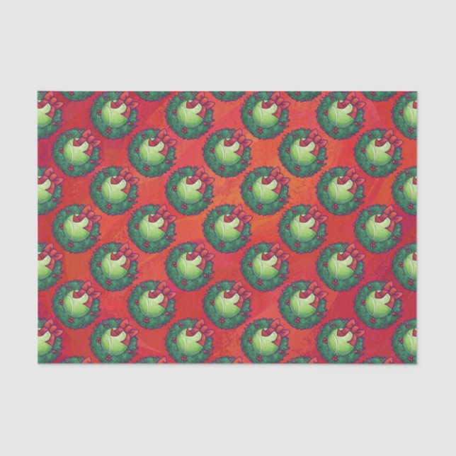 Tennis Ball in Wreath on Red Tissue Paper (Front)