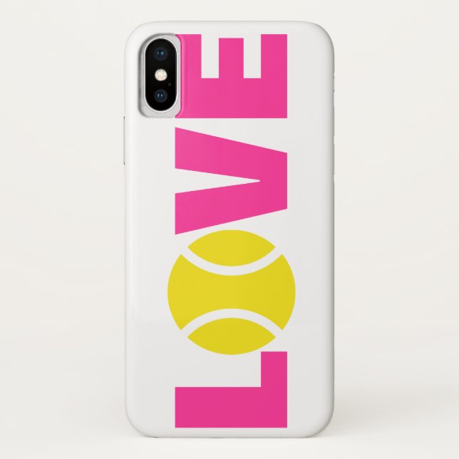 Tennis ball iPhone X case. Cover with LOVE slogan (Back)