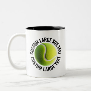 Tennis Ball & Large Text BLACK 11oz Custom Two-Tone Coffee Mug