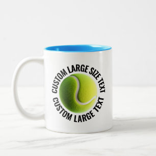 Tennis Ball & Large Text LIGHT BLUE 11oz Custom Two-Tone Coffee Mug