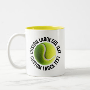 Tennis Ball & Large Text YELLOW 11oz Custom Two-Tone Coffee Mug