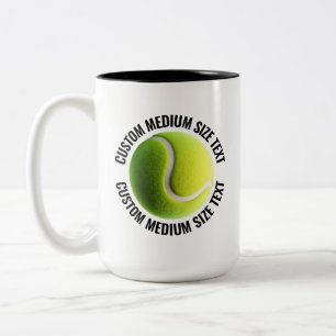 Tennis Ball & Medium Text BLACK 15oz Custom Two-Tone Coffee Mug