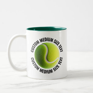 Tennis Ball & Medium Text HUNTER GREEN 11oz Custom Two-Tone Coffee Mug