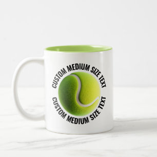 Tennis Ball & Medium Text LIME GREEN 11oz Custom Two-Tone Coffee Mug