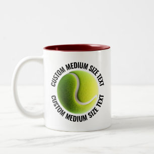 Tennis Ball & Medium Text MAROON 11oz Custom Two-Tone Coffee Mug