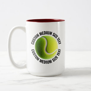 Tennis Ball & Medium Text MAROON 15oz Custom Two-Tone Coffee Mug