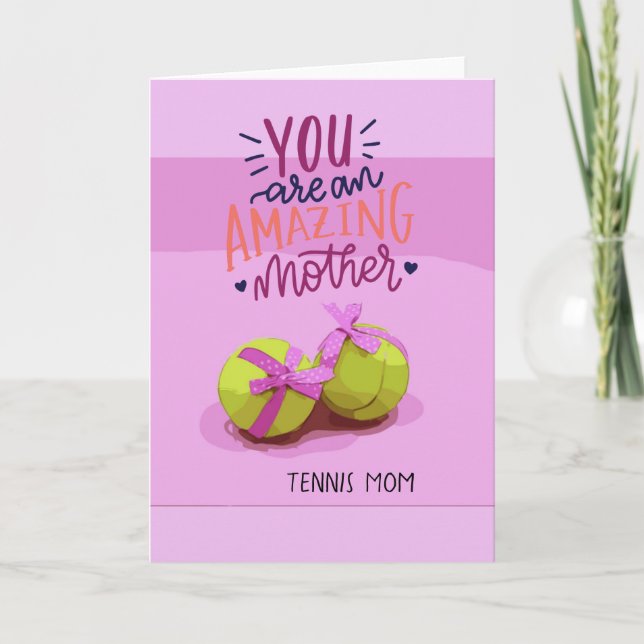 Tennis ball on pink for Tennis Mum Mother's Day  Card (Front)