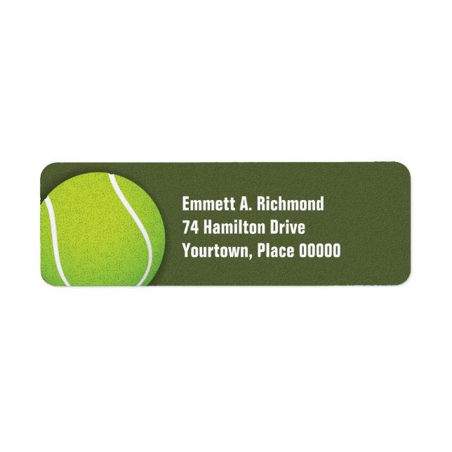 Tennis Ball on the Court Return Address Label (Front)