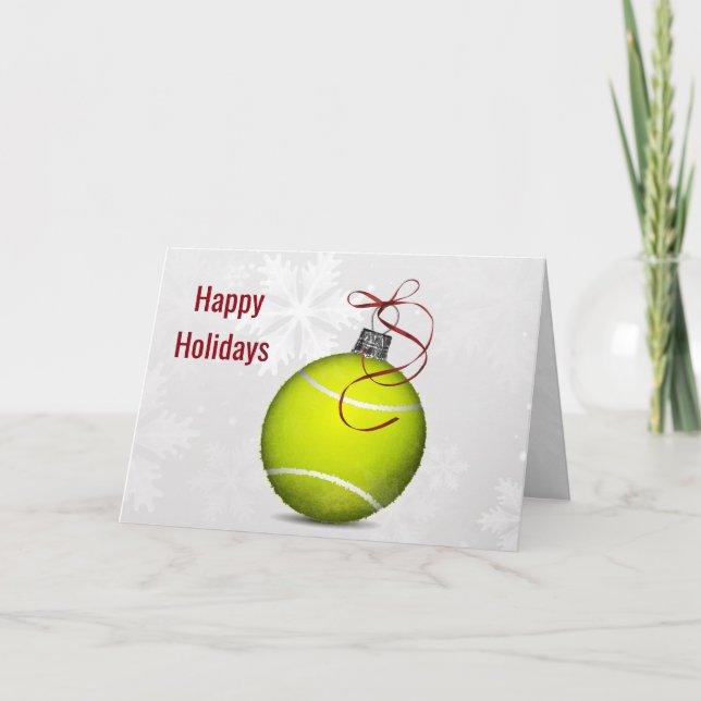 tennis ball ornament Holiday Greetings Card (Front)