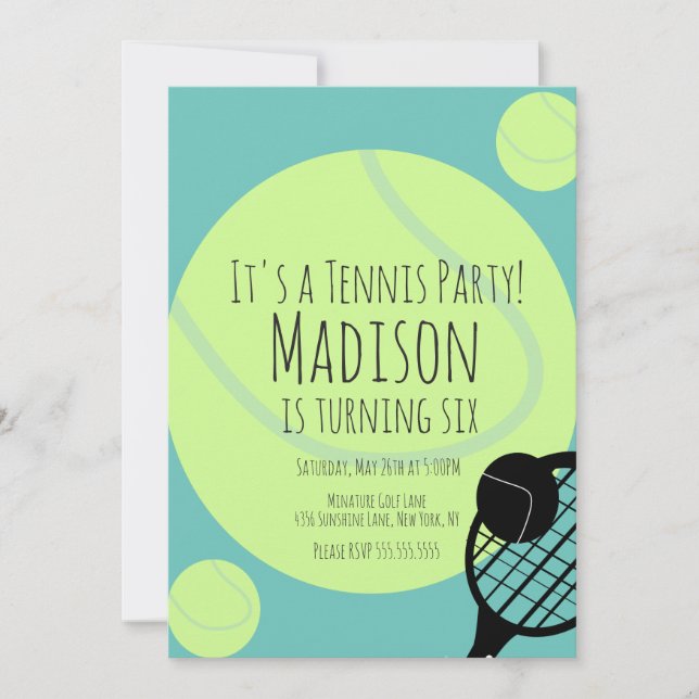 Tennis Ball Party Game Birthday Invitation (Front)