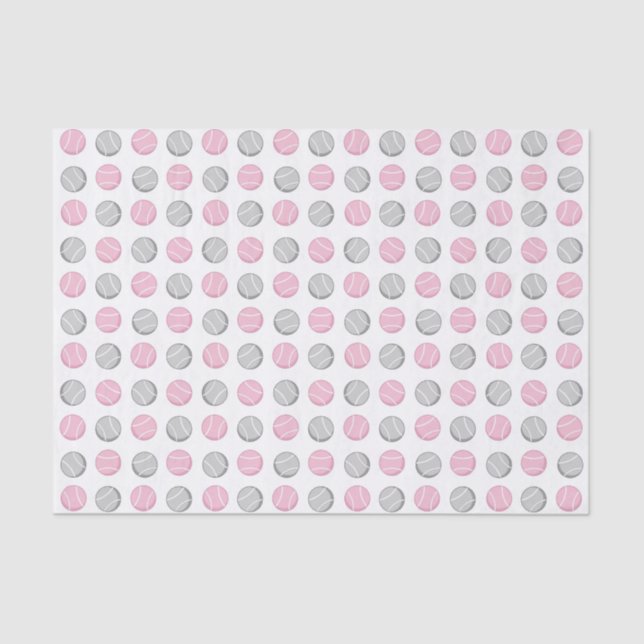 Tennis Ball Pattern Pink and Grey Tissue Paper (Front)
