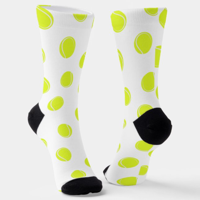 Tennis Ball Patterned White Socks (Angled)