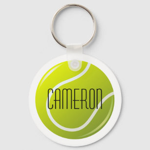 Tennis ball personalised name key ring