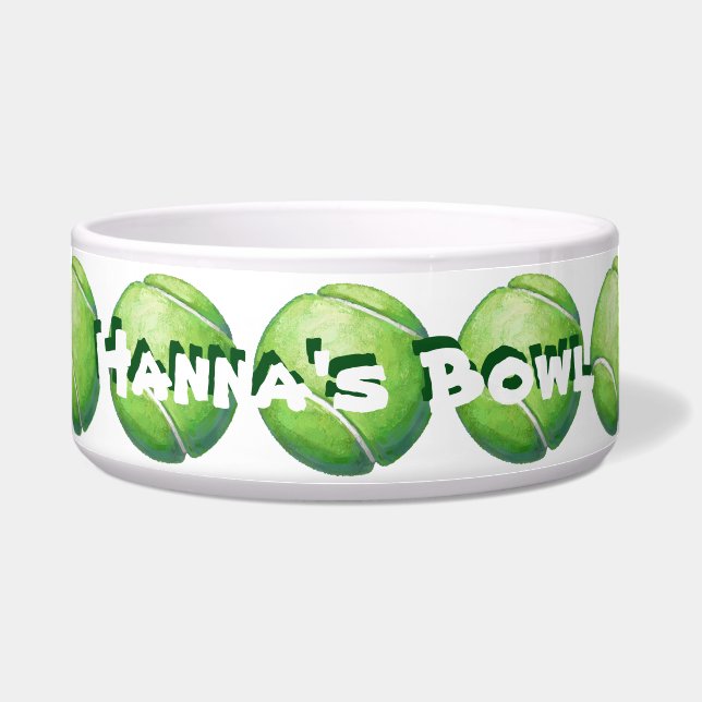 Tennis Ball Personalised Pet Bowl (Front)