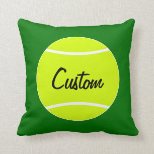 Tennis Ball Personalised Text & Colour Throw Pillo Cushion