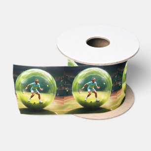 Tennis Ball Player On Court, Satin Ribbon