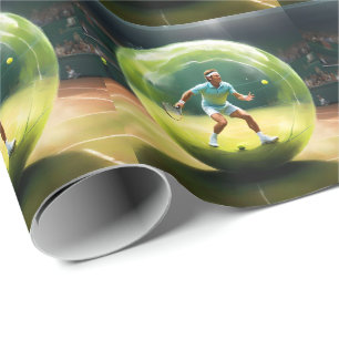 Tennis Ball Player On Court, Wrapping Paper