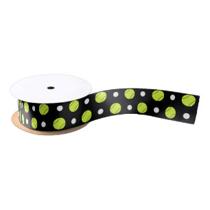 Tennis Ball Polka Dot Pattern Custom Background Satin Ribbon
