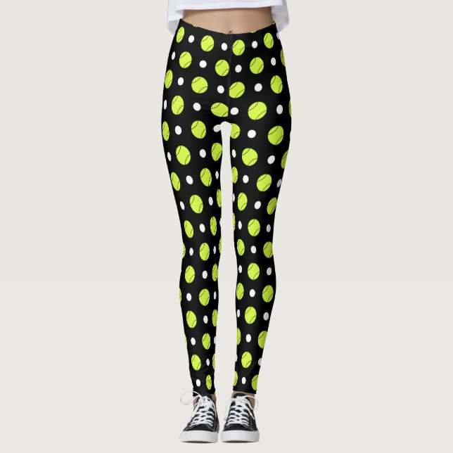 Tennis Ball Polka Dot Pattern Leggings (Front)