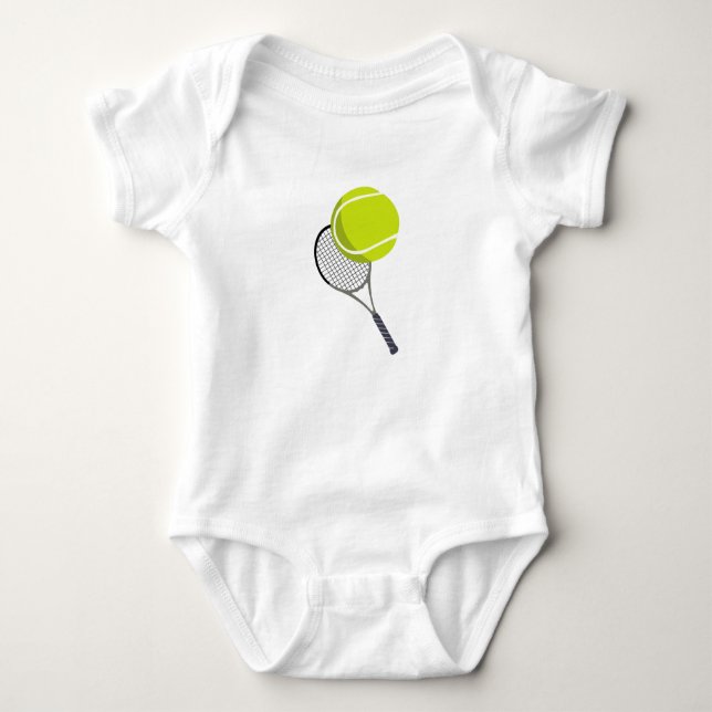 Tennis Ball & Racket Racquet   Baby Bodysuit (Front)