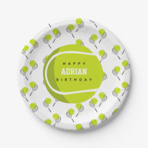 Tennis Ball & Racket Racquet Birthday Party  Paper Plate