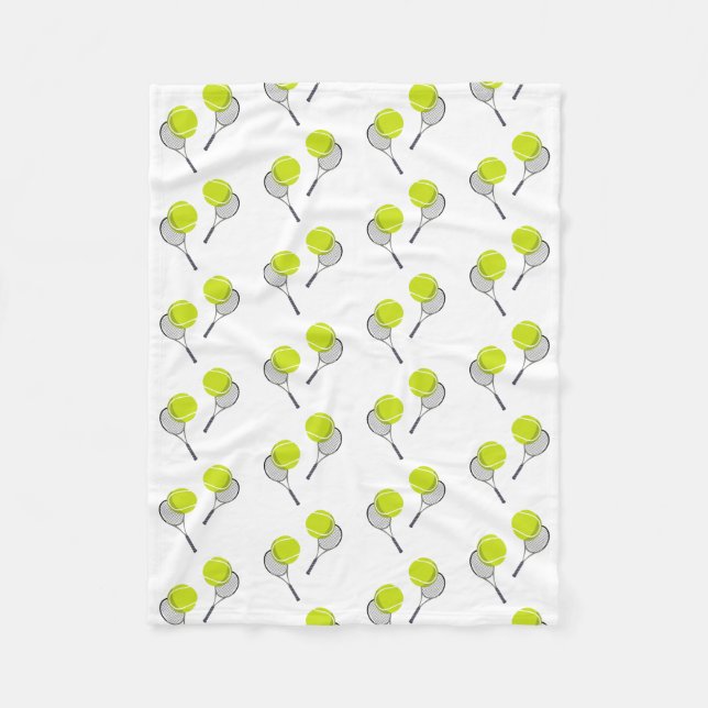 Tennis Ball & Racket Racquet Pattern Fleece Blanket (Front)