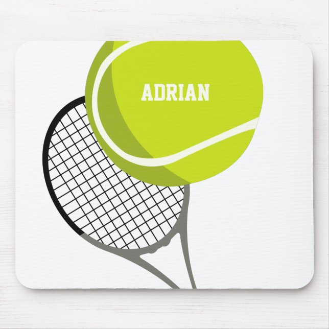 Tennis Ball & Racket Racquet Personalised Mouse Pad (Front)