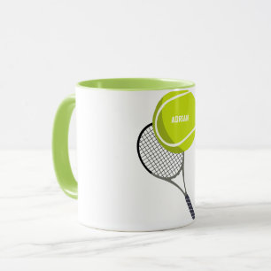 Tennis Ball & Racket Racquet Personalised Mug
