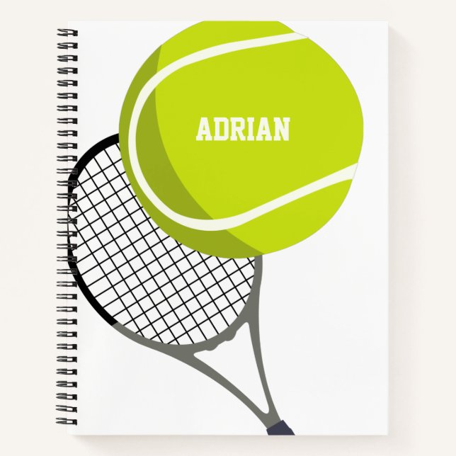 Tennis Ball & Racket Racquet Personalised Notebook (Front)
