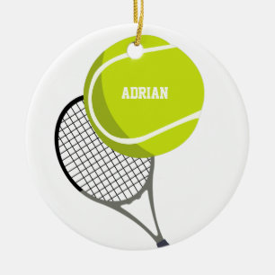 Tennis Ball & Racket Racquet Personalized Ceramic Ornament