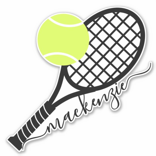 Tennis Ball Racket Script Monogram Contour (Front)