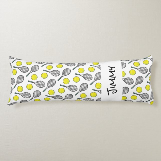TENNIS Ball Racquet NAME Sports Teens Fun Body Cushion (Front)