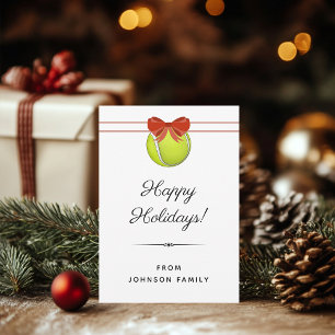 Tennis Ball Red Bow Holiday Greeting Card