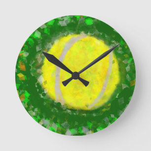Tennis ball rests on the grass round clock