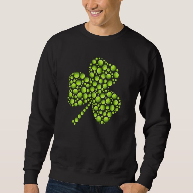 Tennis Ball Shamrock Leaf St Patrick's Day Men Boy Sweatshirt (Front)
