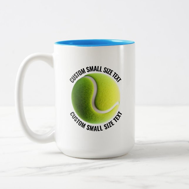 Tennis Ball & Small Text LIGHT BLUE 15oz Custom Two-Tone Coffee Mug (Left)