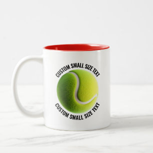 Tennis Ball & Small Text RED 11oz Custom Two-Tone Coffee Mug