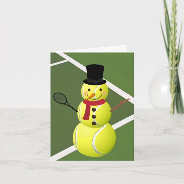 Tennis Ball Snowman and Christmas Holiday Card (Front)