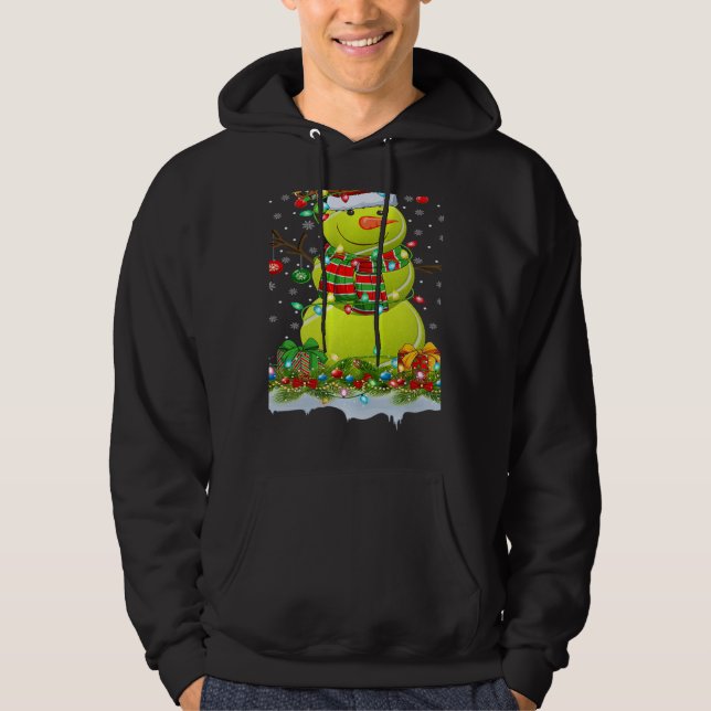 Tennis Ball Snowman Xmas Lights Tennis Christmas Hoodie (Front)