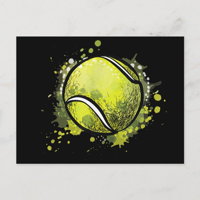 Tennis Ball Sports And Tennis Lover Christmas Invitation Postcard (Front)